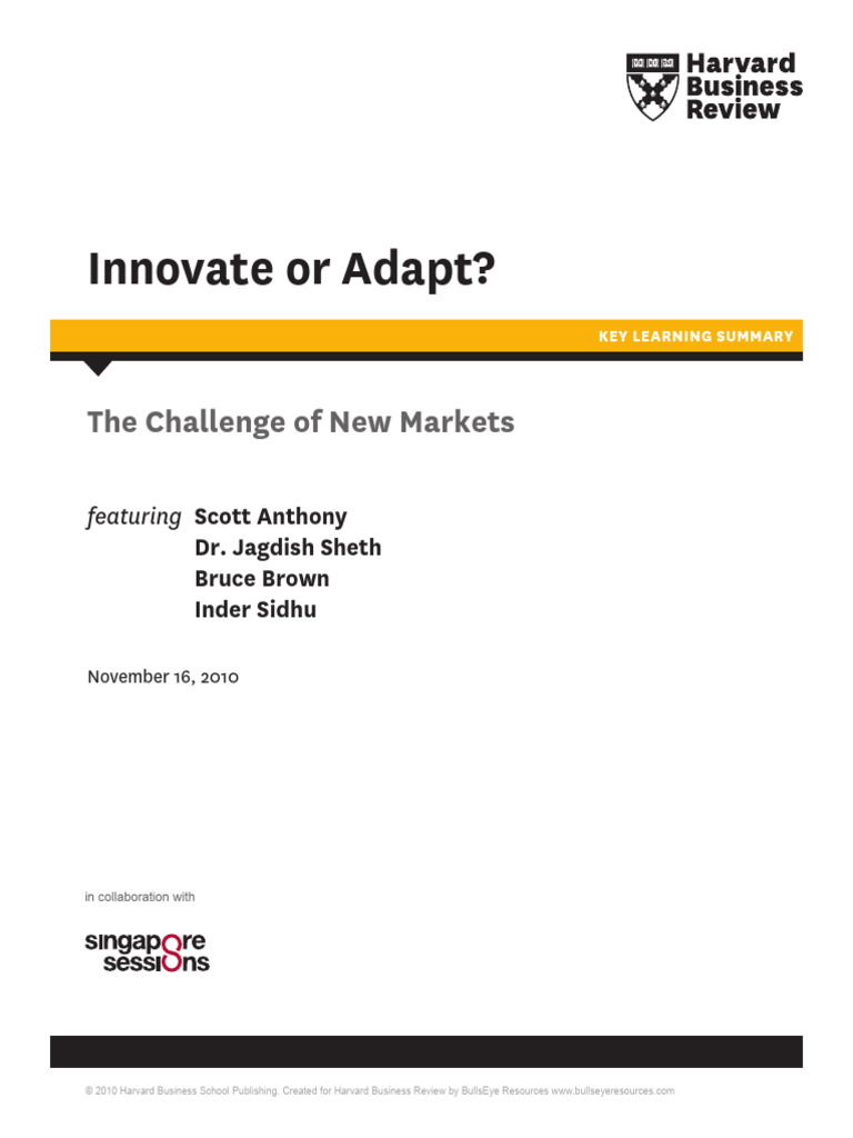 Innovate vs. Adapt in New Markets | PDF | Innovation | Business Model