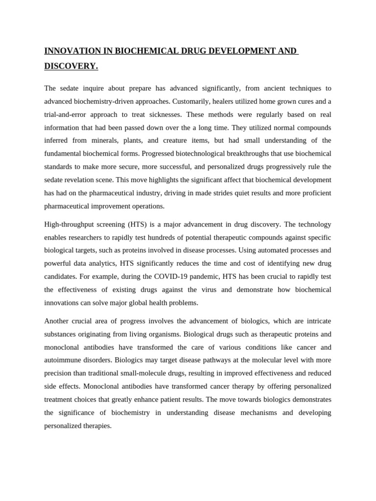 Biochemical Advances in Drug Development | PDF | Biopharmaceutical ...