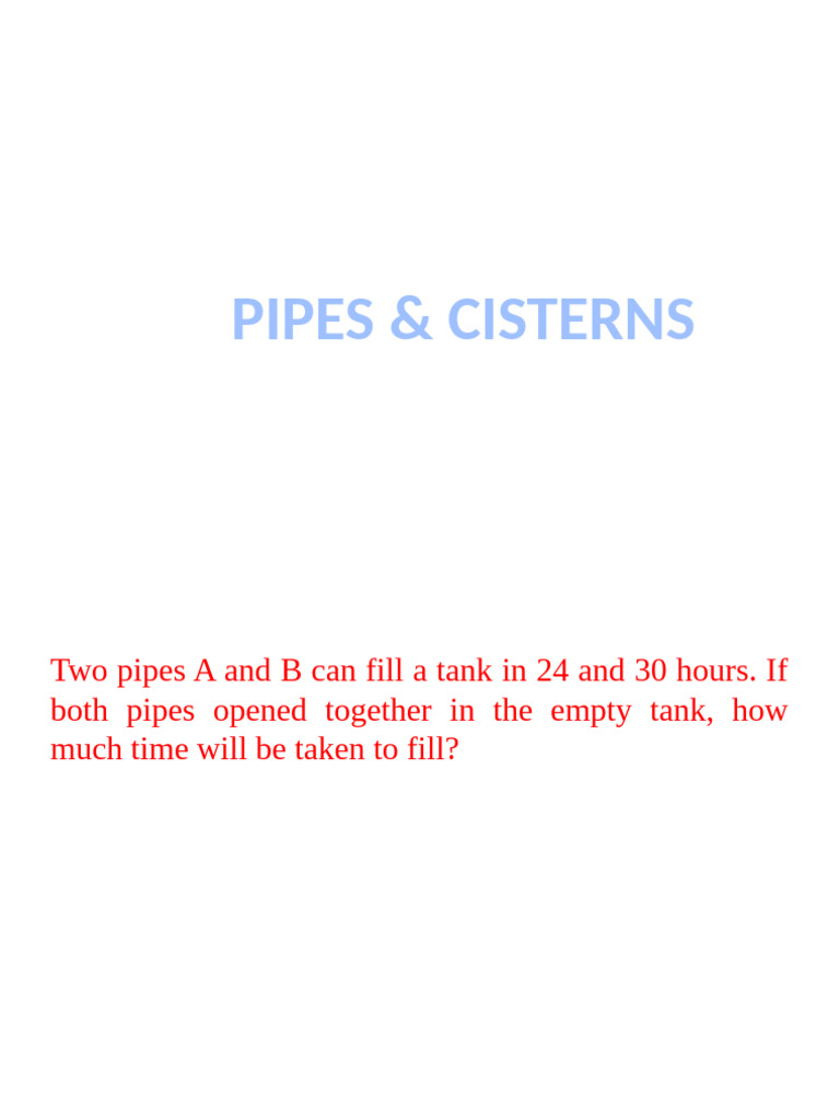 Pipes and Cisterns: Tank Filling Problems | PDF