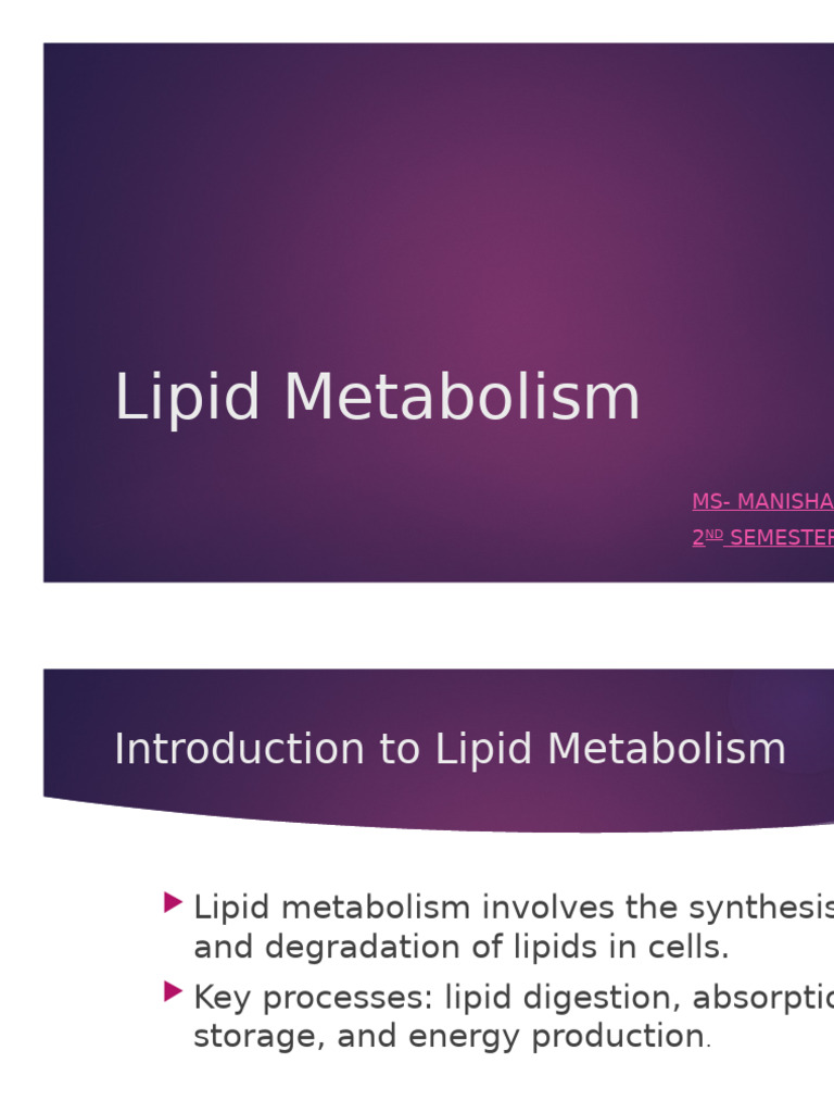 Overview of Lipid Metabolism | PDF