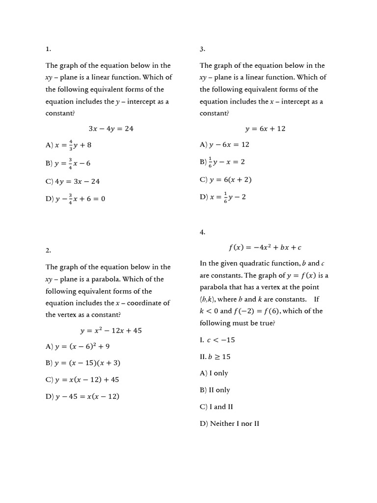 Graphing Equations and Functions Analysis | PDF | Algebra ...