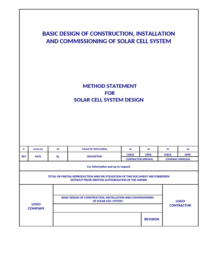Solar Panel Installation Method Statement | PDF | Photovoltaic System ...