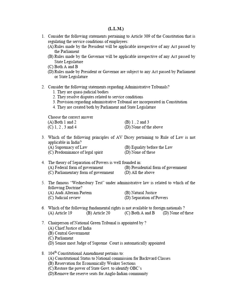 LLM Entrance Test: Key Legal Concepts | PDF | Mortgage Law | Trademark