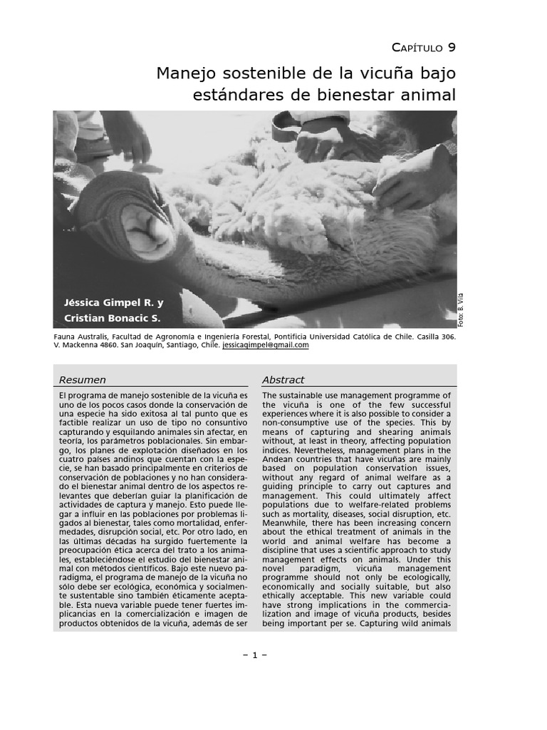 Manejo sostenible de la vicuña y bienestar animal | PDF | Estrés ...