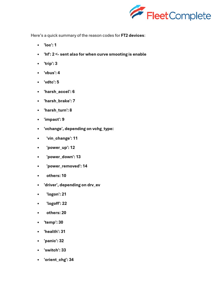 Reason Codes - FT2 | PDF