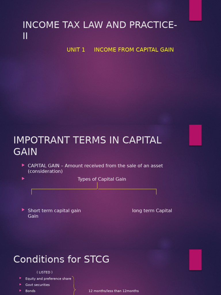 Income Tax: Capital Gains Explained | PDF | Capital Gains Tax | Capital ...