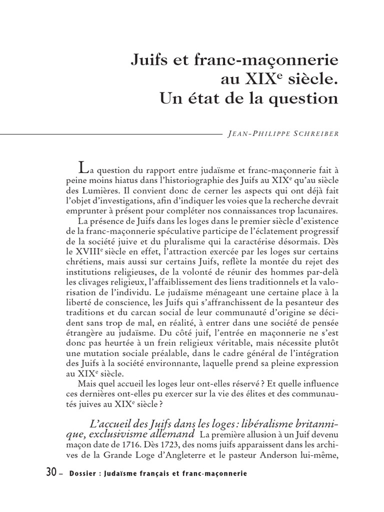 Juifs et franc-maçonnerie au XIXe siècle | PDF | Franc-maçonnerie | Juifs