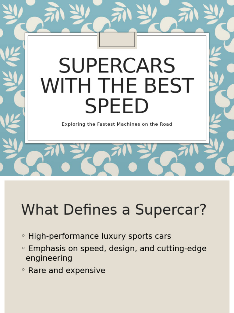 Supercars With The Best Speed | PDF