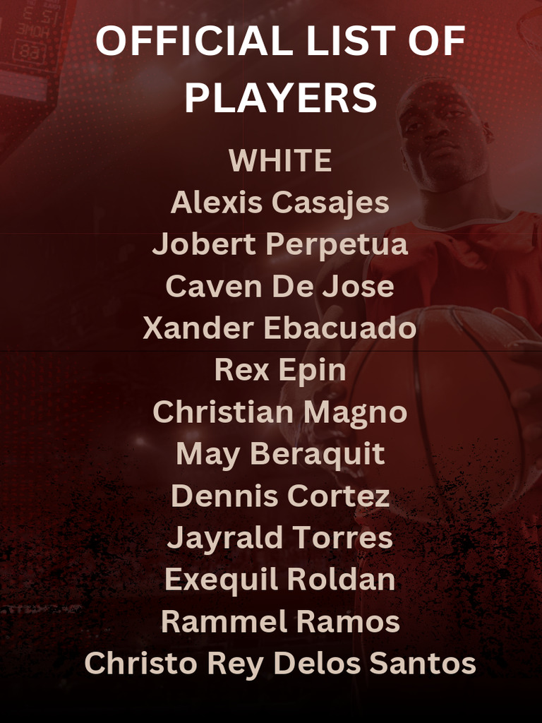 Official Player Roster by Team Color | PDF