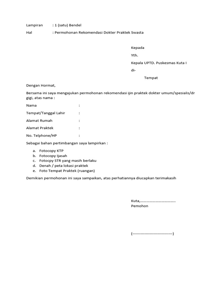 Contoh Permohonan Rekomendasi Fix (1) | PDF