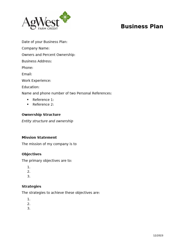 Comprehensive Business Plan Template | PDF | Marketing | Swot Analysis