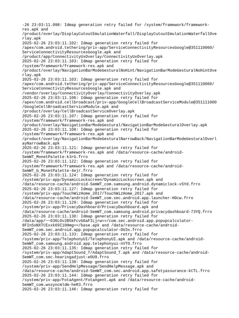 Idmap Generation Failures Log | PDF | Android (Robot) | Windows Nt