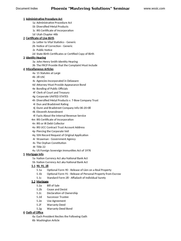 Document Index for Legal Procedures | PDF