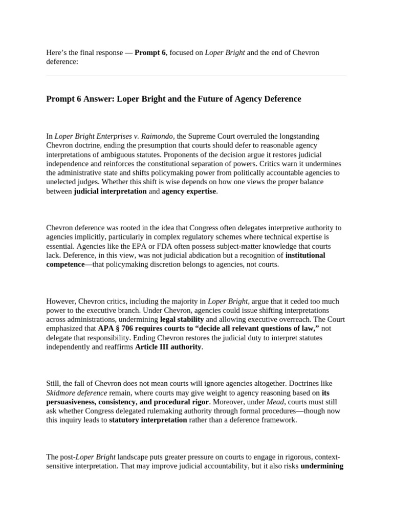 Loper Bright and Agency Deference Shift | PDF | Reconciliation (United ...