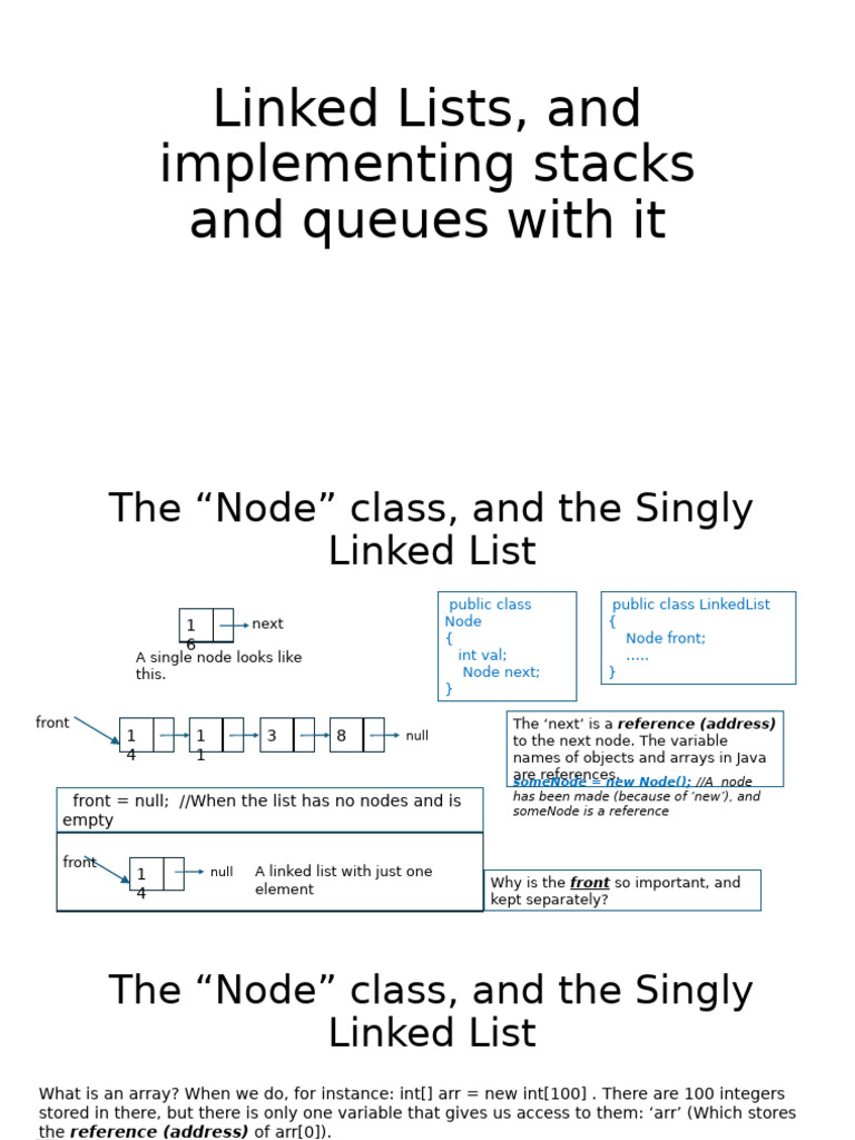 Linked Lists. Impl. Stacks With Linked Lists | PDF | Queue (Abstract ...