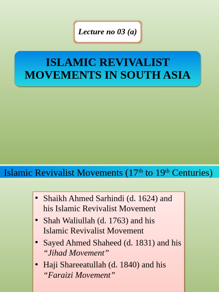Islamic Revivalist Movements in South Asia | PDF | Sufism