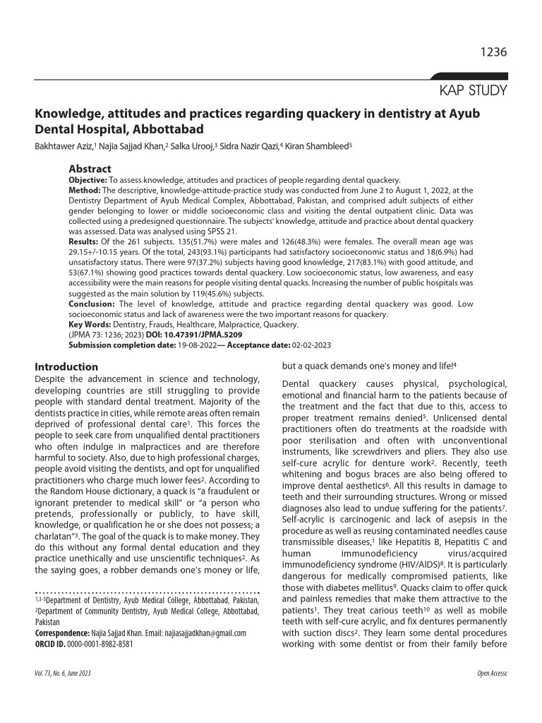 Knowledge_attitudes_and_practices_regarding_quacke | PDF | Dentistry ...