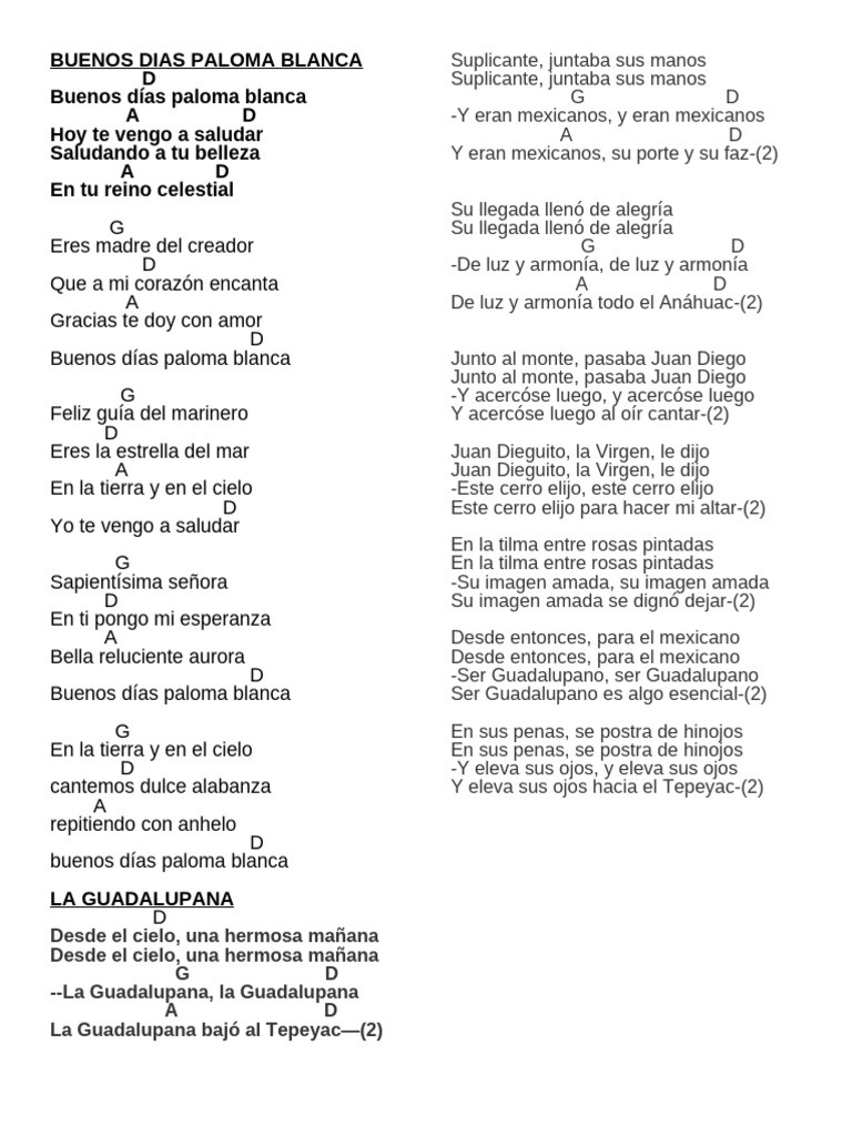 Buenos Dias Paloma Blanca Pdf