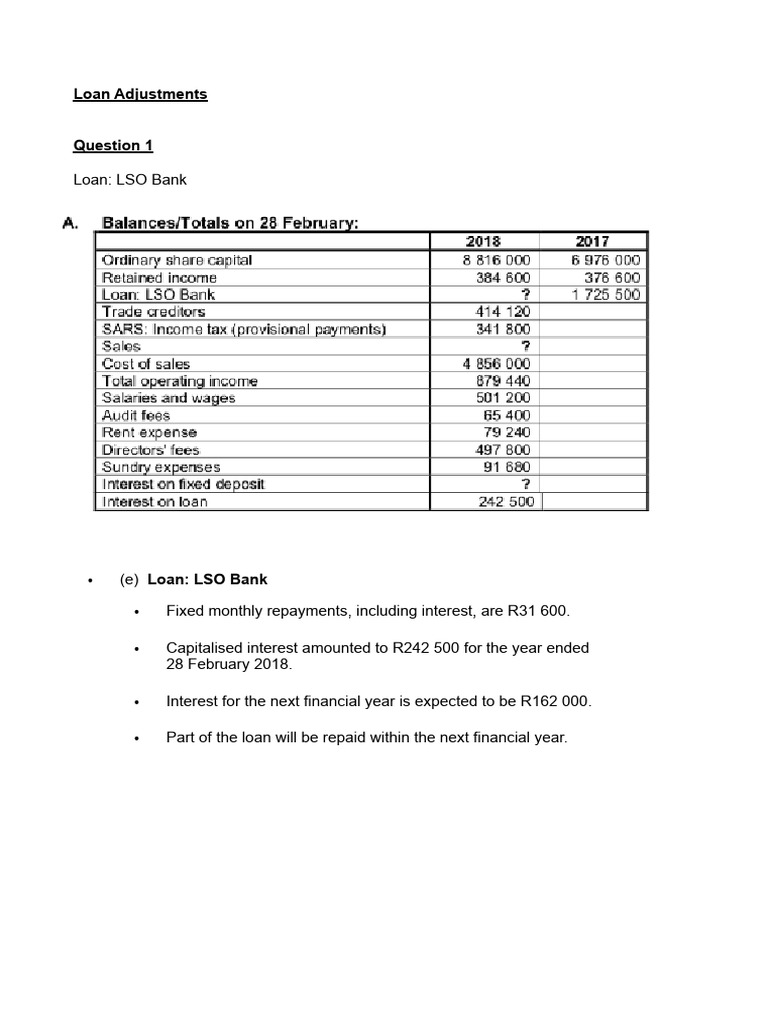 Loan Adjustment Details and Projections | PDF