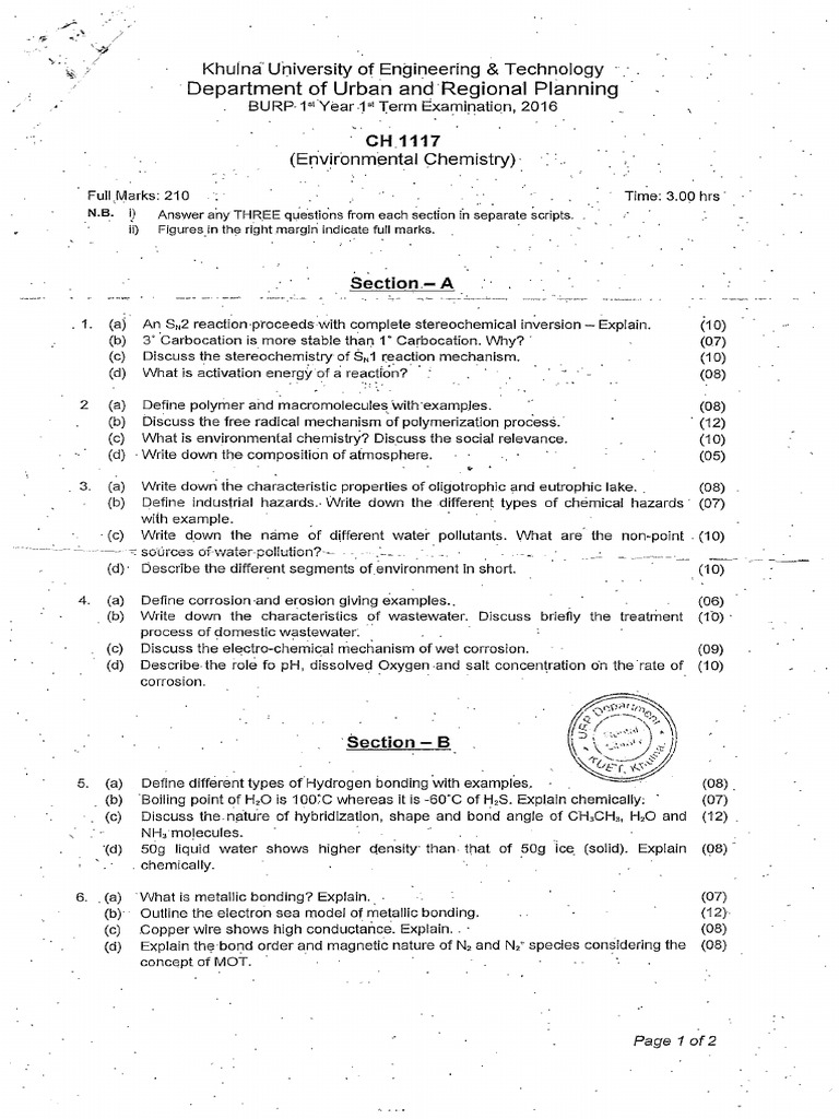 1st Year 1st Term Exam 2016 | PDF