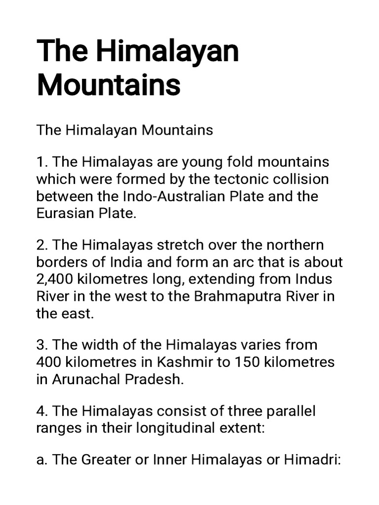 Overview of the Himalayan Ranges | PDF