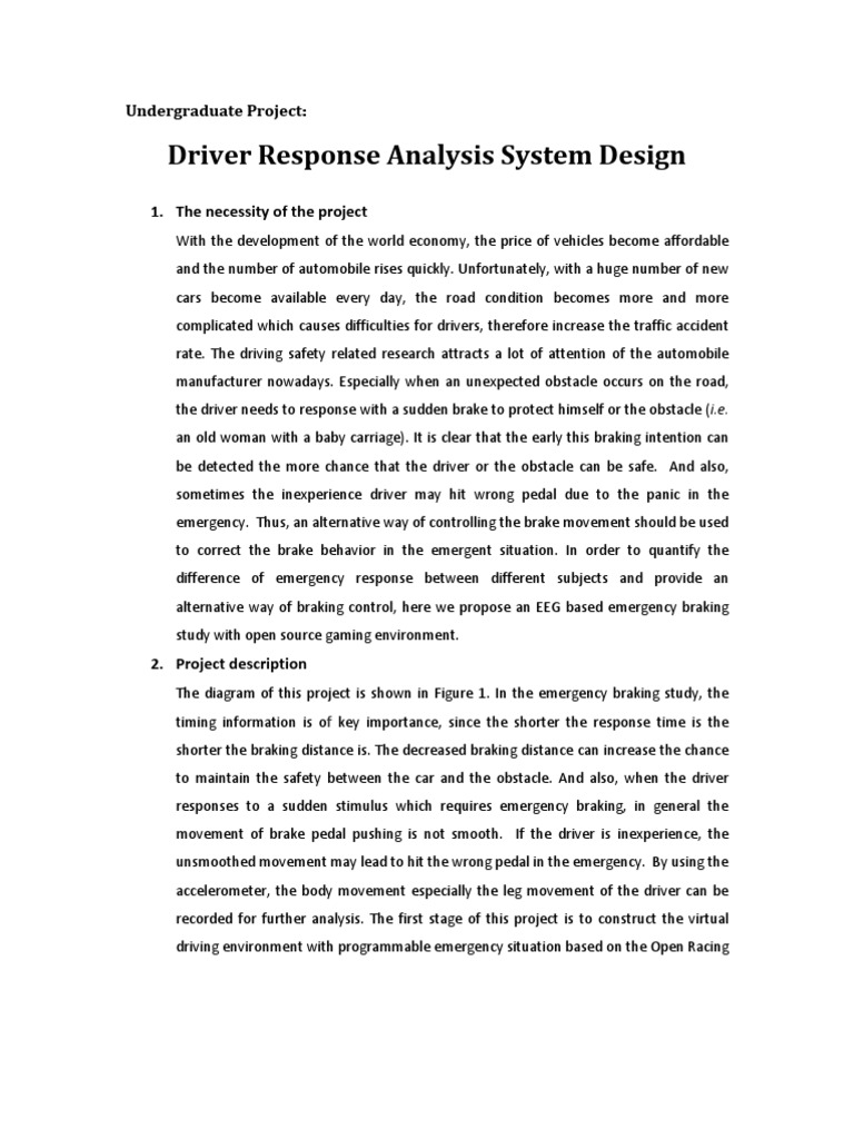 Driver Response Analysis System Design: Undergraduate Project | PDF ...