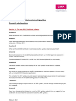 2011 CIMA Certificate in Business Accounting Syllabus Frequently Asked Questions