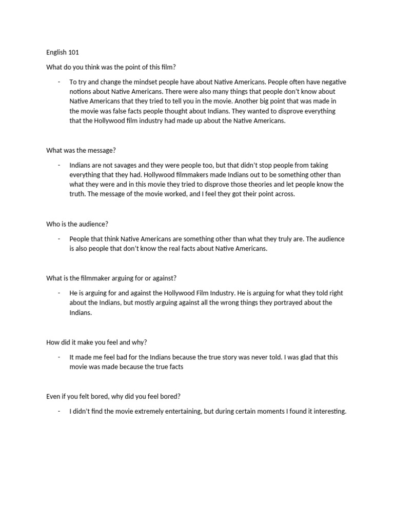 Eng 101 Injun Movie | PDF