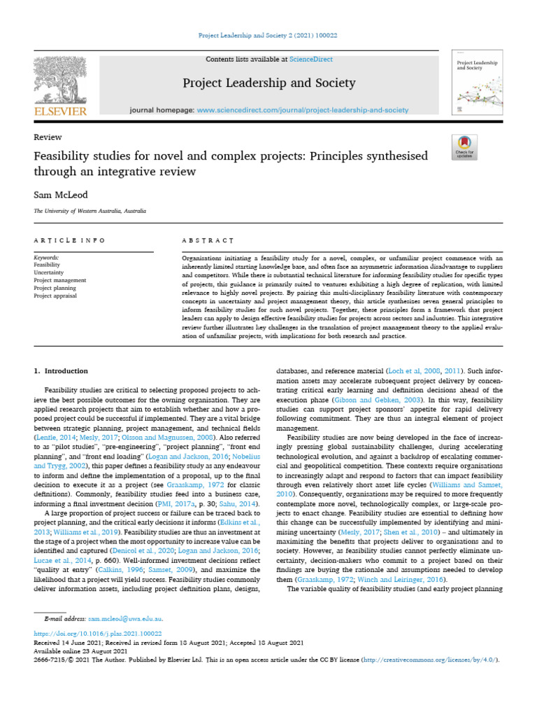 Principles for Feasibility Studies in Projects | PDF | Uncertainty ...