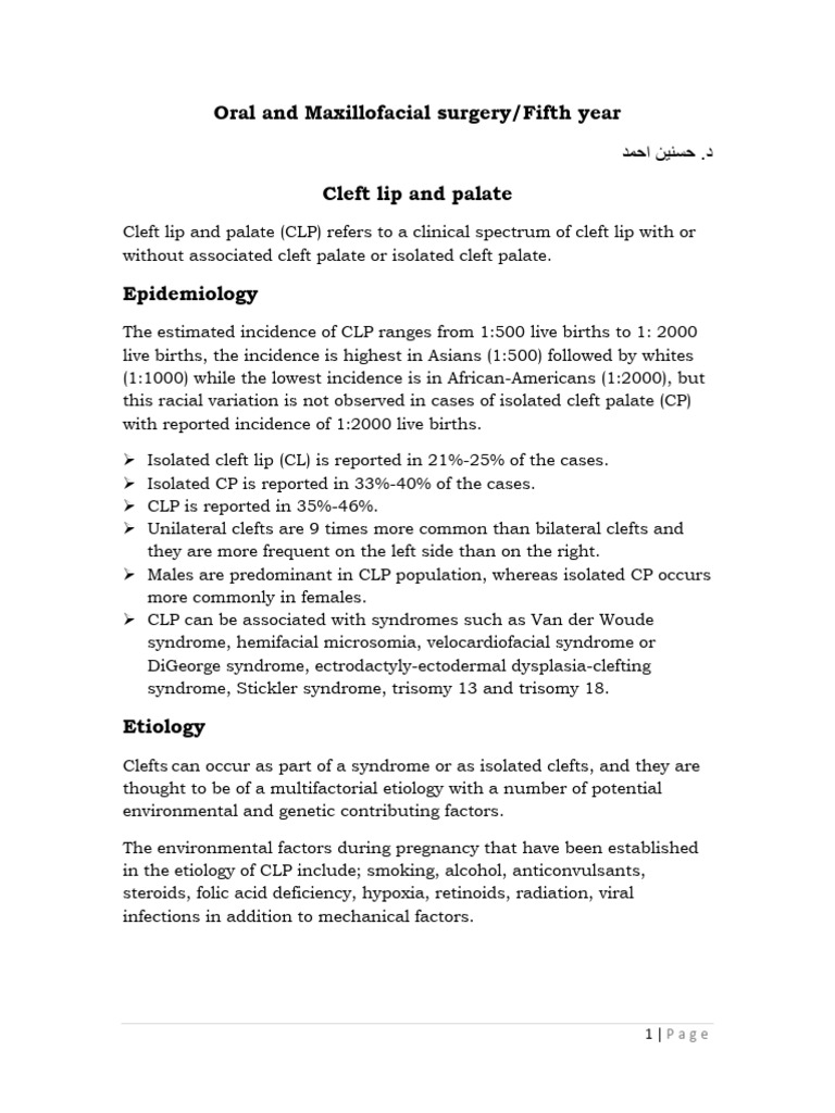 Cleft Lip and Palate Lecture (2) | PDF | Medical Specialties