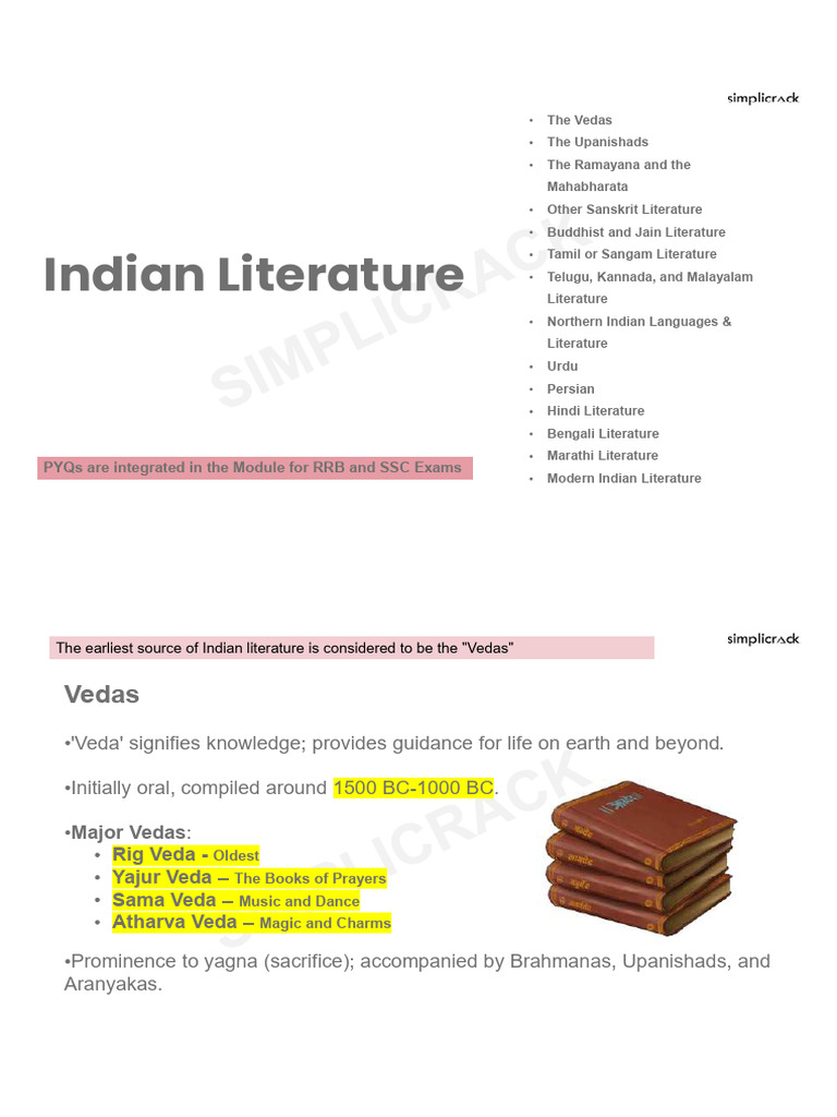 Indian Literature: Vedas | PDF | Vedas | Ancient Indian Literature