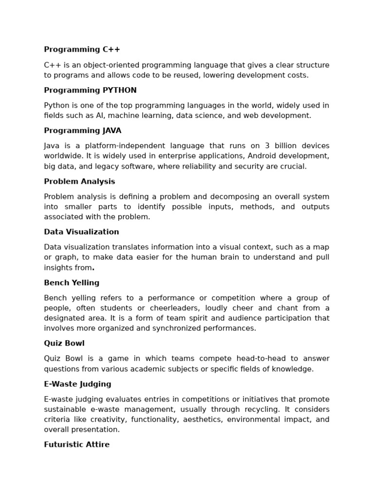 PSIT Competition Core Competenncies | PDF | Computer Programming | Data