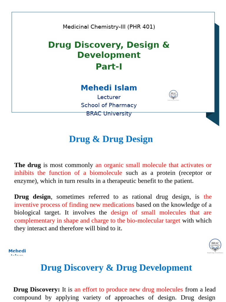 Drug Discovery & Development Overview | PDF | Drug Design | Drug Discovery