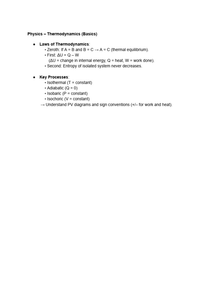 Thermodynamics Basics and Laws | PDF