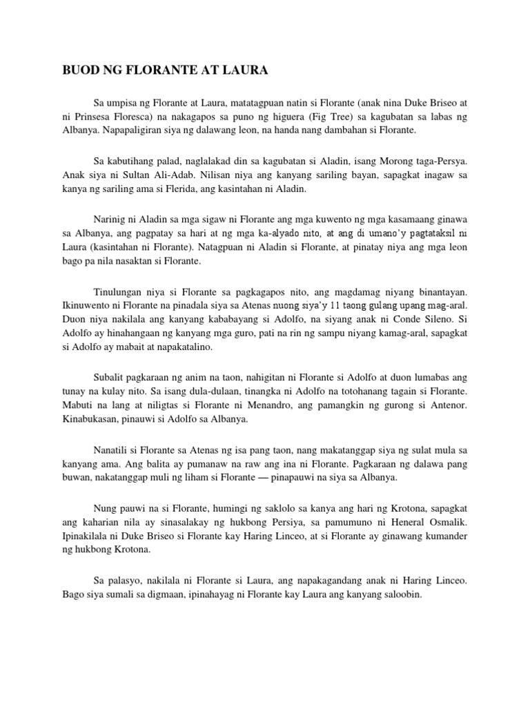Research (Buod NG Florante at Laura) | PDF