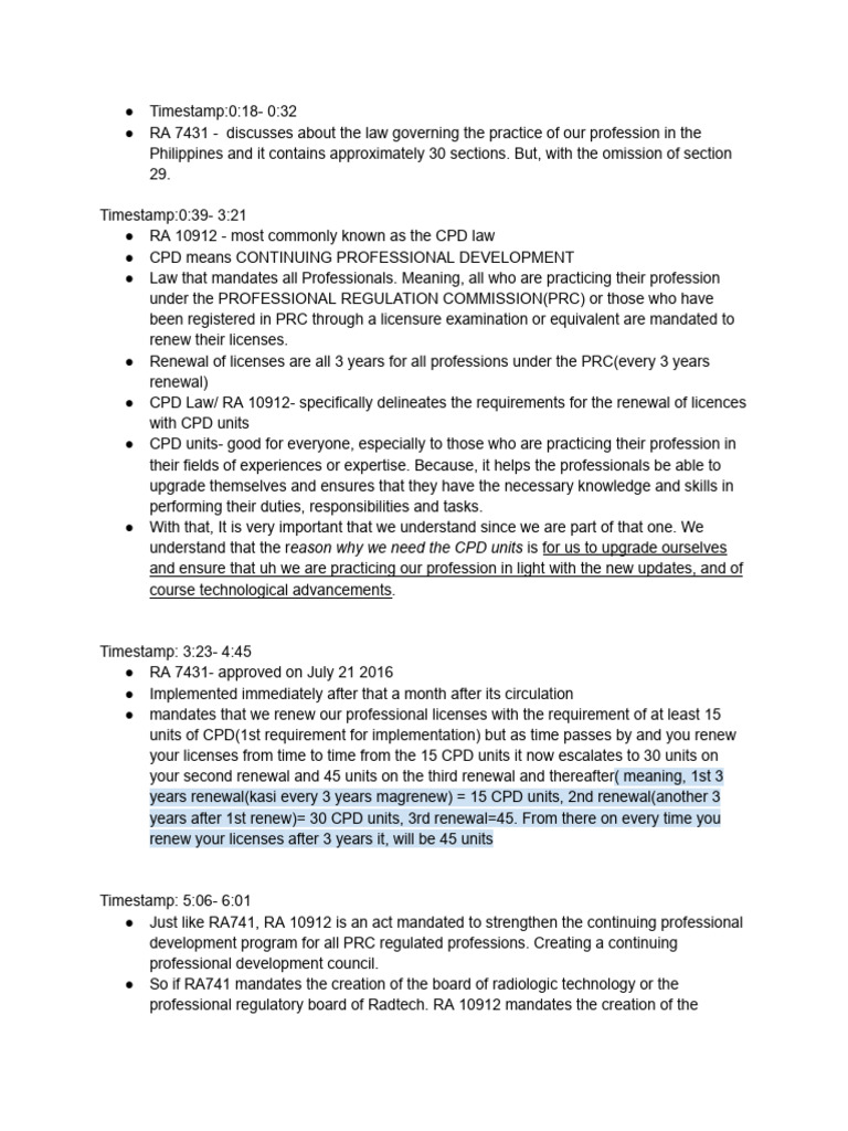 Overview of CPD Laws in the Philippines | PDF | Professional ...
