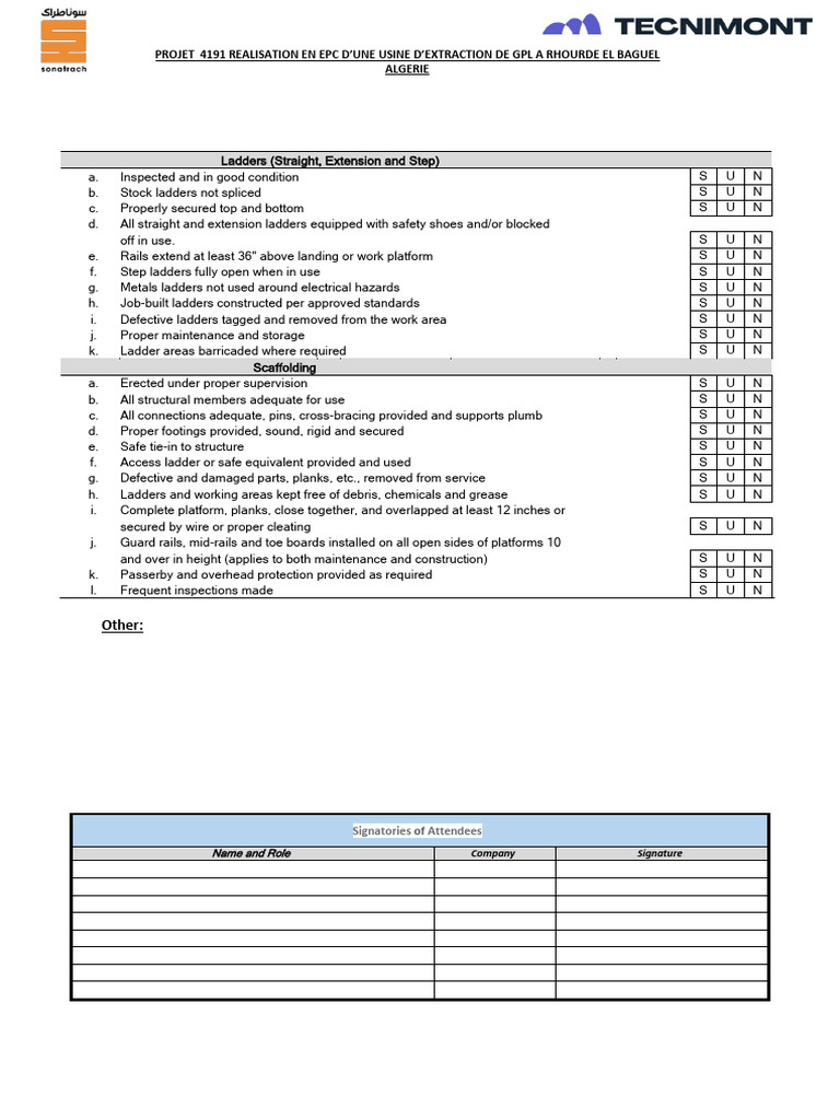 OHS Inspection Report for Project 4191 | PDF | Ladder