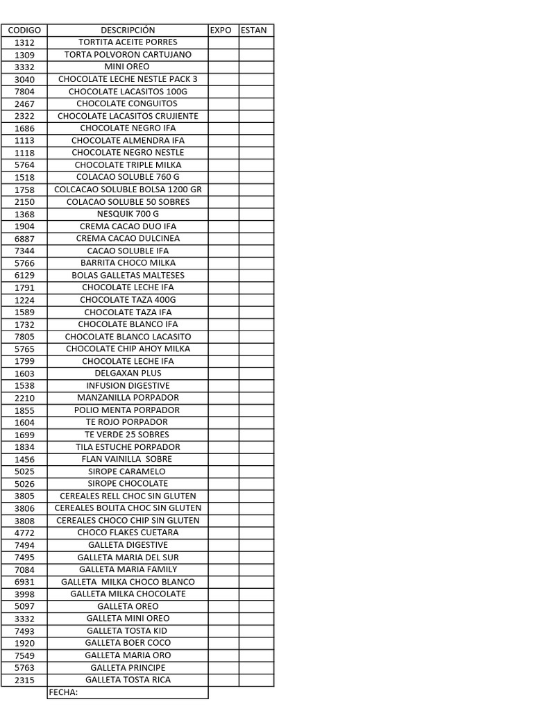 Galletas Y Chocolates Variados Pdf