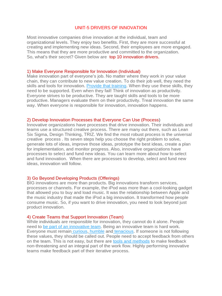 Unit-5 Dvrs of Innovation | PDF | Innovation | Creativity