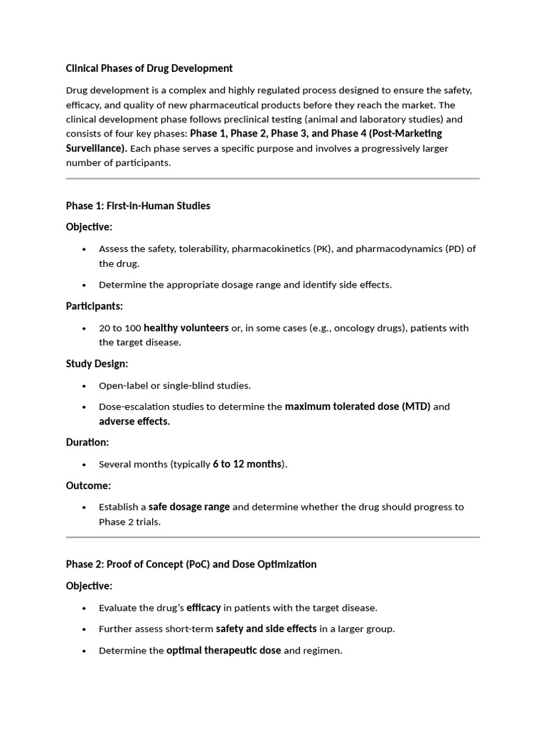 Clinical Phases of Drug Development | PDF | Phases Of Clinical Research ...