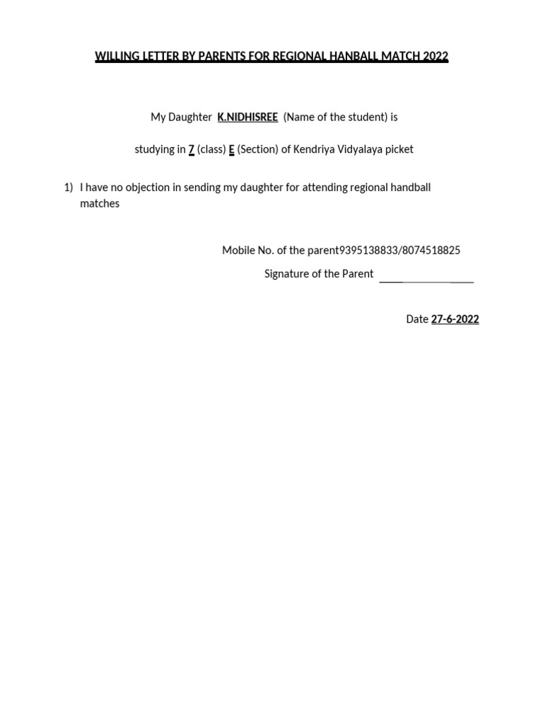 Willing Letter | PDF
