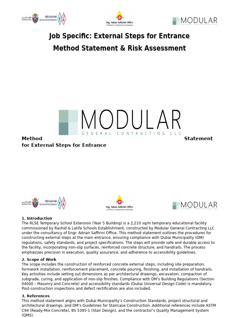 Method Statement for External Steps Construction | PDF | Concrete ...
