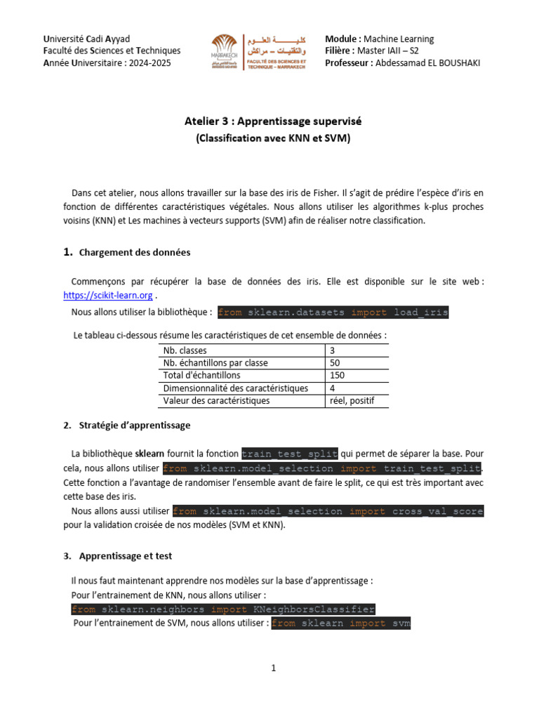 Classification Iris : KNN vs SVM | PDF | Apprentissage automatique ...
