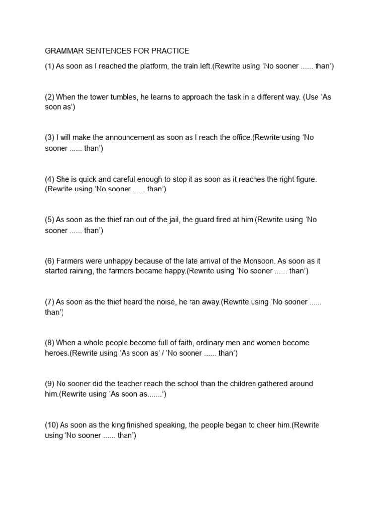 Grammar Sentences For Practice | PDF