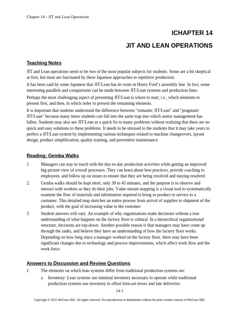 Stevenson OM 14 Chap014 SM Final | PDF | Lean Manufacturing | Inventory