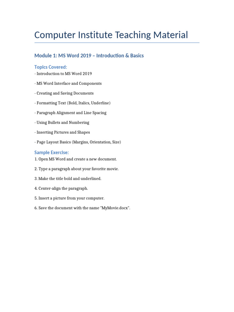 MS Office Spoken English Module 1 | PDF