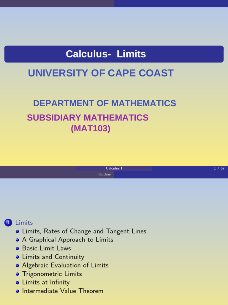 Calculus I: Understanding Limits | PDF | Slope | Derivative