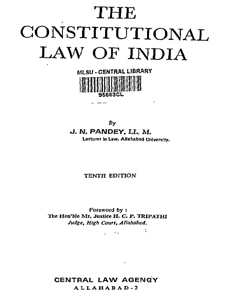 JN Pandey - The Constitutional Law of India Edition Tenth - Unlocked | PDF
