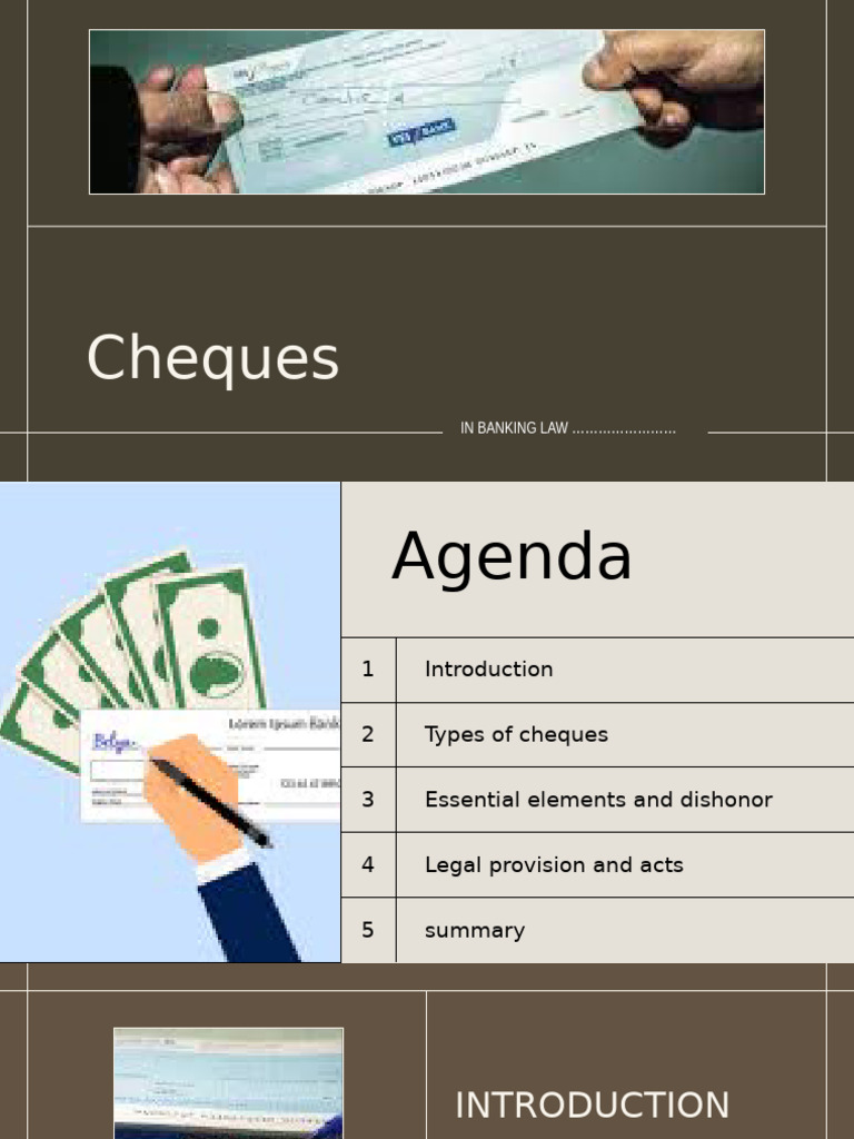 Understanding Cheques in Banking Law | PDF | Cheque | Negotiable Instrument