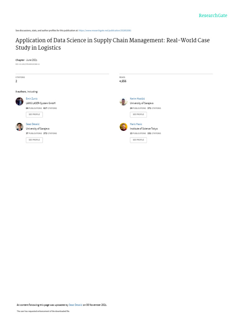 Data Science in Supply Chain Logistics | PDF | Warehouse | Supply Chain ...